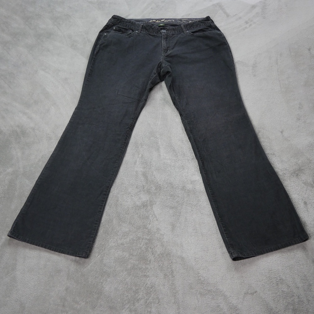 Eddie Bauer Corduroy Curvy Bootcut Flare Pants Womens Size 12 Black Casual
